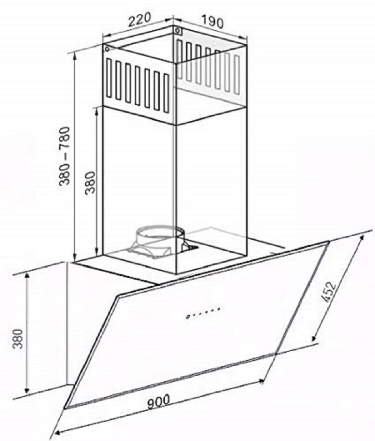 Kaiser AT 9440+Tubería Campana de pared 90 cm, cabeza libre, negro, vidrio, 1250m³/h, campana de extracción, campana de reciclaje, apertura eléctrica, ganadora del German Brand Award 2018