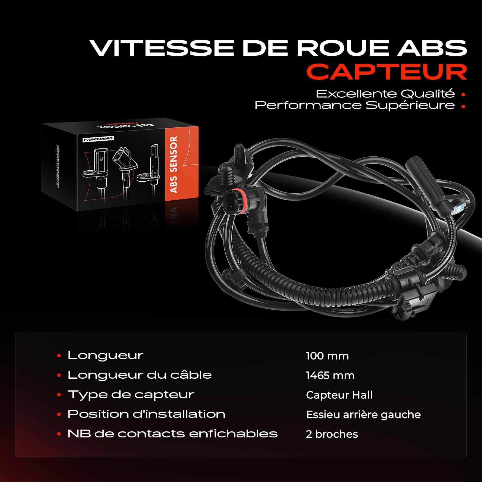Frankberg Capteur ABS 2-Pôles Compatible avec 300 C LE LX 300 C Break LE LX Charger Challenger Coupé Remplacer# ALS1931