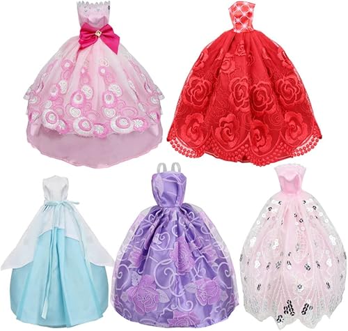Miniatura 1 de Zoxjixc Ropa de muñeca Mini princesa muñeca de color corto vestido muñeca niña ropa de fiesta 5pcs Color aleatorio