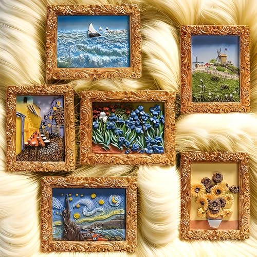 Set de 6 imanes decorativos de resina con arte 3D miniatura 5