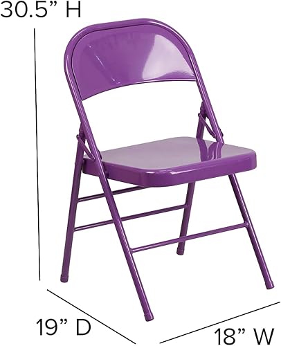 Miniatura 2 de Flash Furniture HERCULES COLORBURST Series - Silla plegable de metal con doble bisagra, color morado impulsivo
