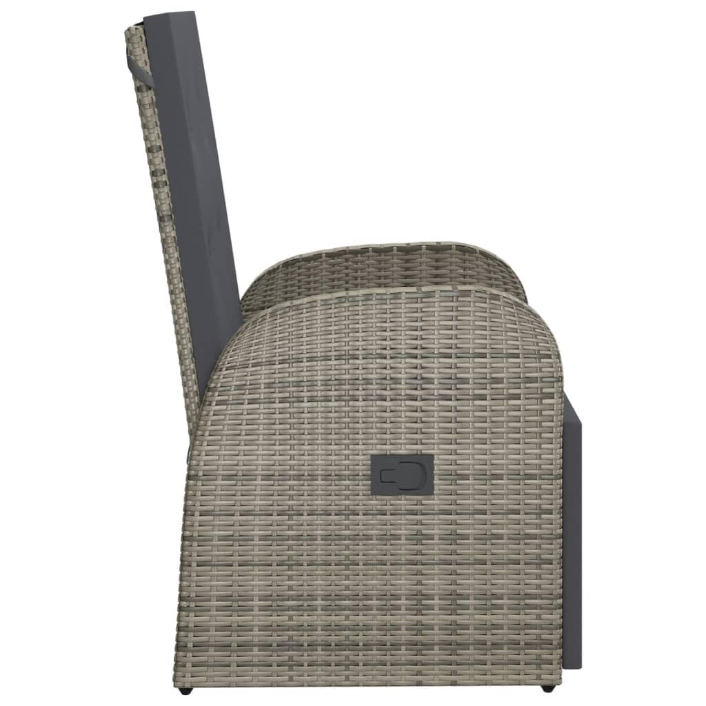 Poltrona reclinabile da giardino con cuscino in rattan sintetico grigio sedie da esterno resistente alle intemperie, poltrone per terrazze, mobili da giardino, poltrone da giardino