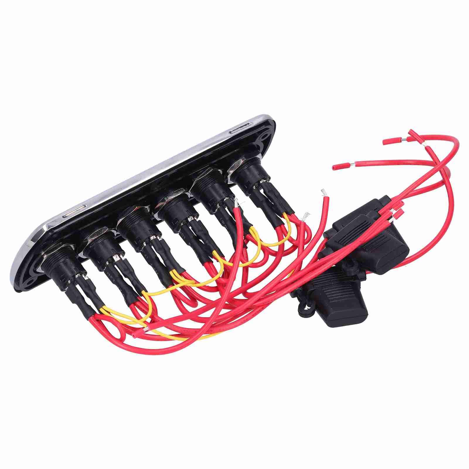 Dioche Panel de Palanca Botón Pulsador de Panel de Interruptor de Fibra de Carbono de 12 V 20 A con Retroiluminación LED para Yates y Vehículos Recreativos - Interruptor Basculante de Circuito IP66