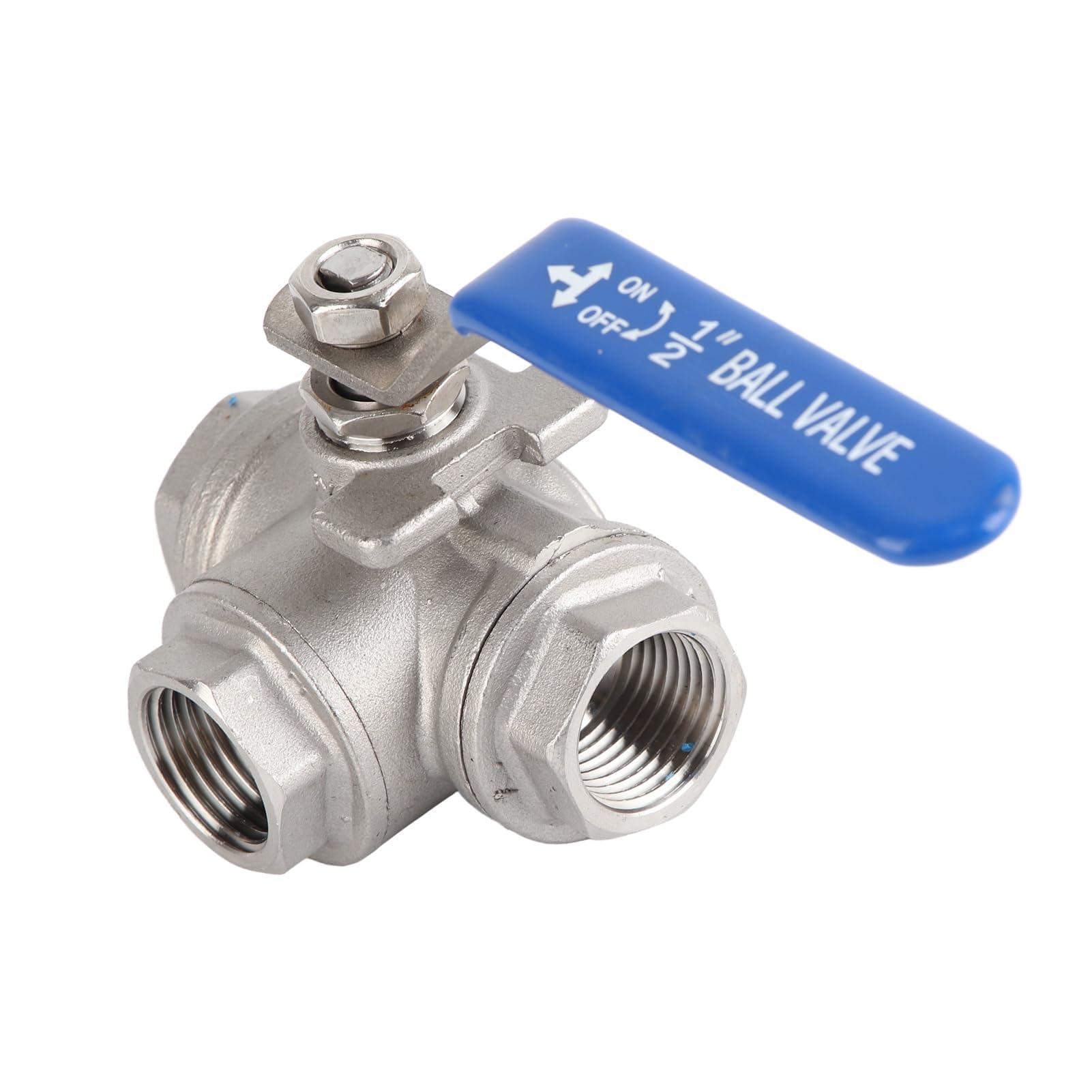 3 Vie Valvola a Sfera 304 Acciaio Inox DN15 1/2" Pieno 2 Pollici T Port Valvola Filettata Femmina con Impugnatura In Vinile per Acqua Olio Gas
