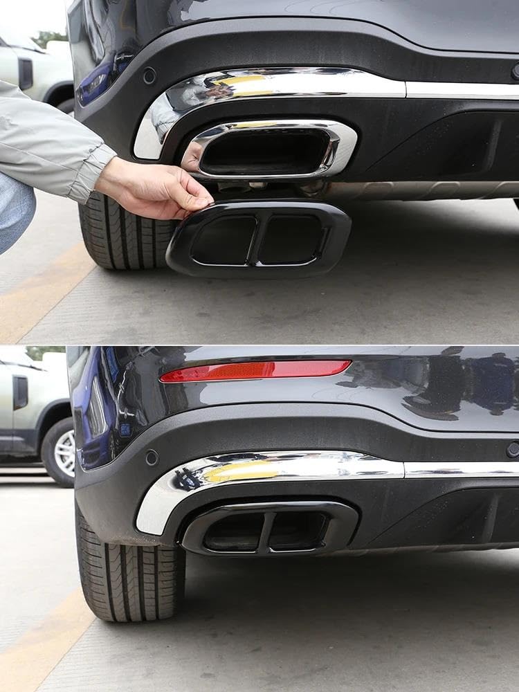 Escape de Coche 2 Piezas Silenciador Escape Acero Inoxidable Coche Cubierta Salida Tubo Para Mercedes Para Benz GLC GLE GLS W167 X253 X167 2020-2022 Tubo de Escape Coche | Estilo a