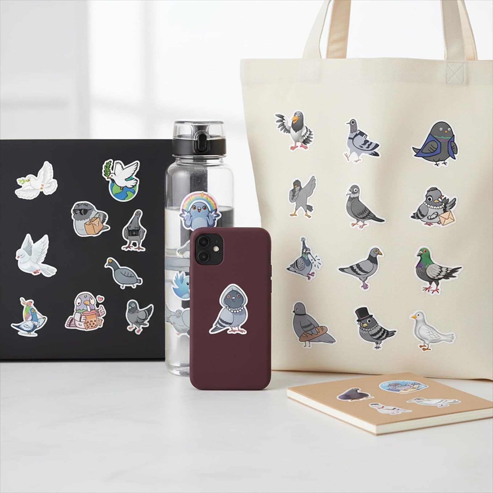 Culinavog 126 Stück Taube Aufkleber für Laptop, tauben Stickers Wasserdicht für Kinder Jugendliche Erwachsene Jungen, Vinyl Aufkleber für Scrapbook,Skateboard,Auto,Gepäck - 2