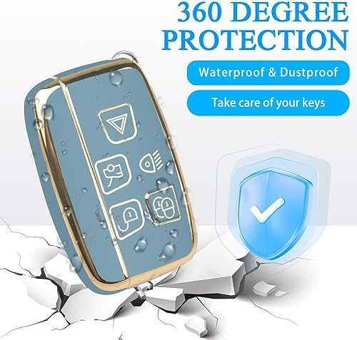 Miniatura 4 de Funda para llavero Land Rover con llavero, 5 botones para Range Rover Evoque Velar Discovery Jaguar XF, Azul