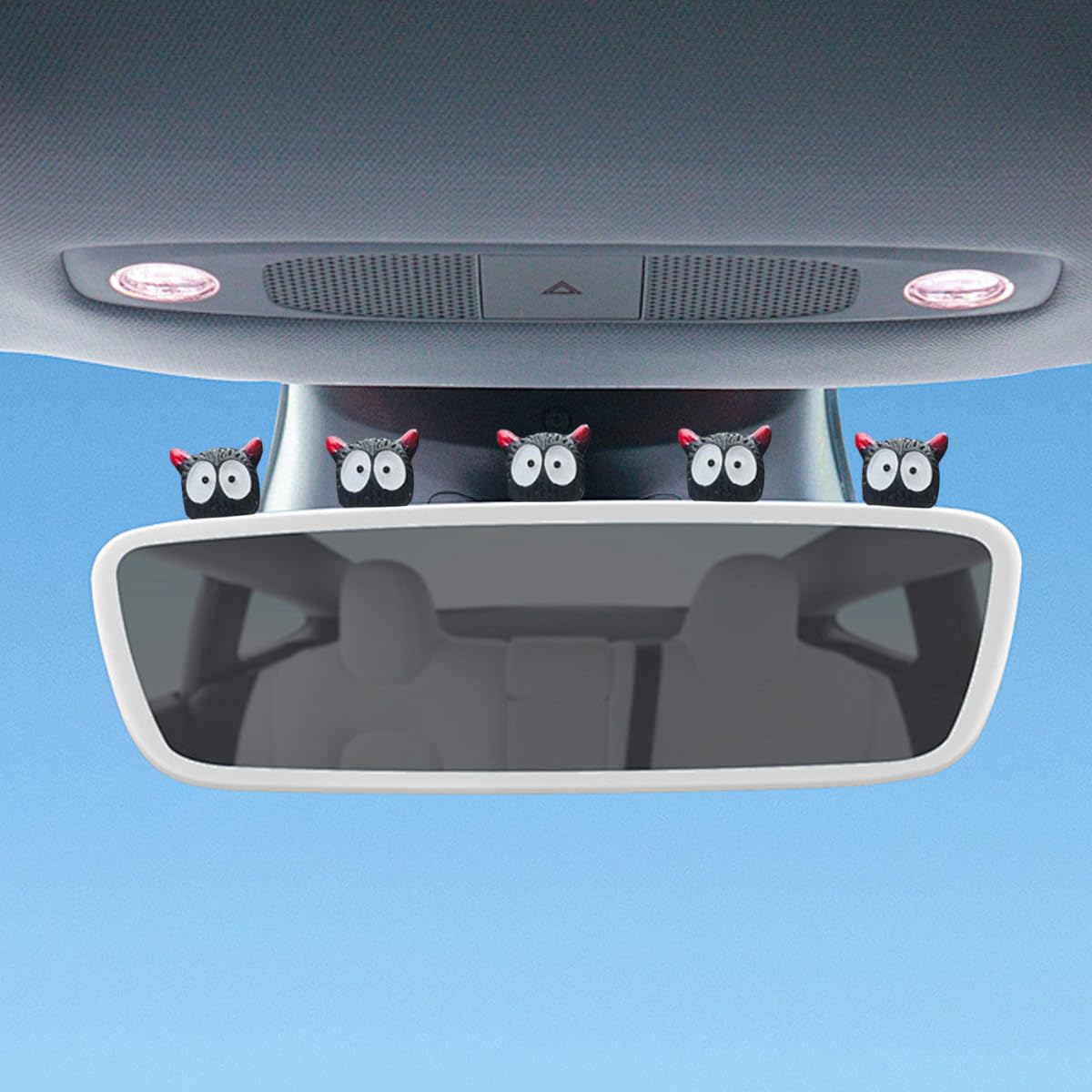 5PCS Cute Devil Car Dashboard Ornament Funny Auto Rear View Mirror Accessories Vehicle Interior Decorations Ornament Accessories for
