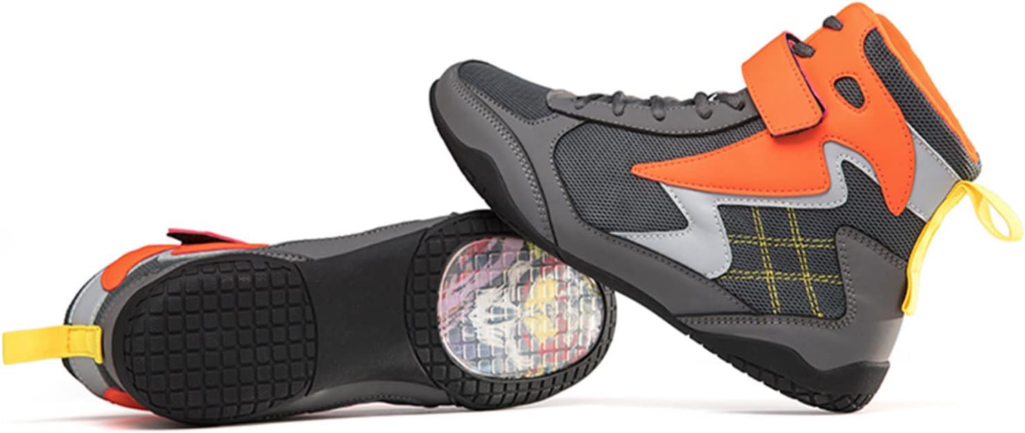 Boxing Shoes for Men Men's Wrestling Shoes, Boxing Boots Trainers Shoes Lightweight Bodybuilding Weightlifting MMA Shoes,Orange-11