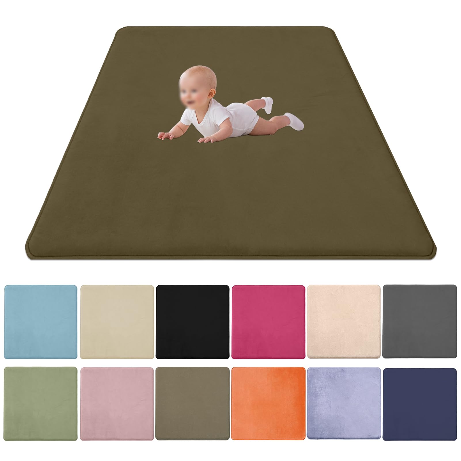 2CM Thick Coral Velvet Baby Play Mat, Baby Crawling Mat Nursery Rug for Crawling & Playing for Bedroom Kids Room, Nursery Babies Mats for Floor Play with Non-slip Backing 40x120cm/15.75x47.24inch — image 1