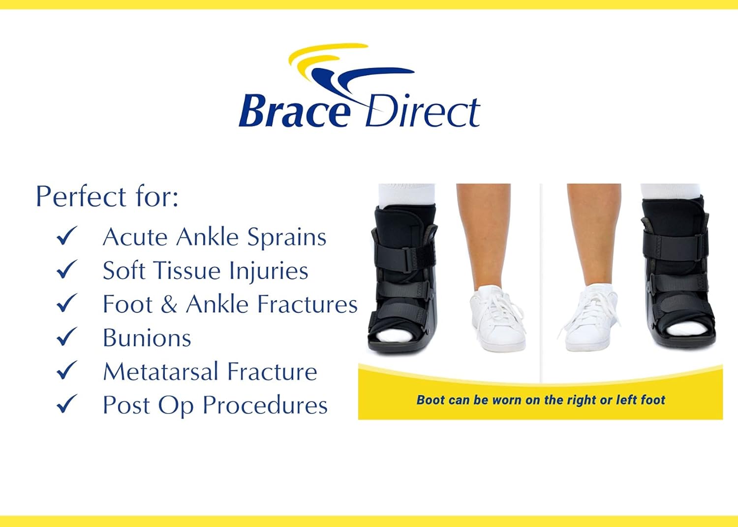 Brace Direct CAM Walker Boot Short + Ankle & Foot Ice Pack Cold Wrap