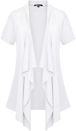 Women's Short Sleeve Draped Open Front Cardigan Lightweight Summer Vest for Women