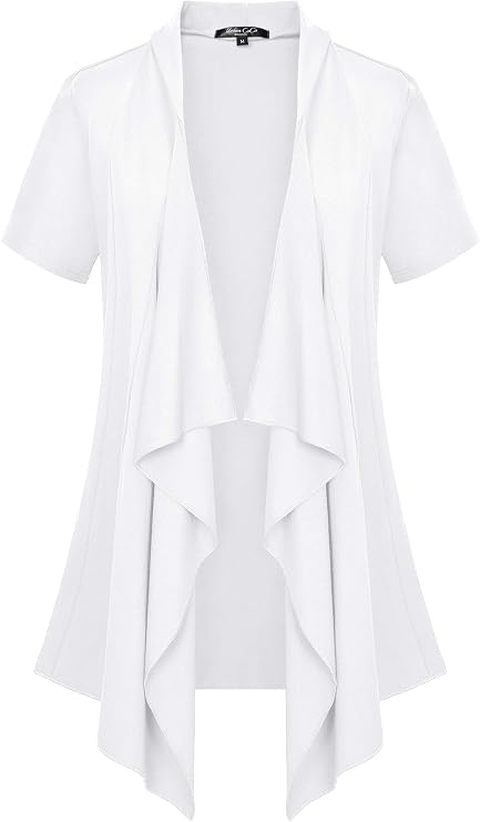 Women's Short Sleeve Draped Open Front Cardigan Lightweight Summer Vest for Women
