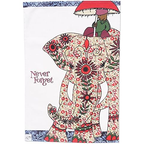 MollyMac ELEPHANT TEA TOWEL Pretty Kitchen Home Decor | Cute Dish Cloth with Hanging Loop | Made in UK | Never Forget Cover