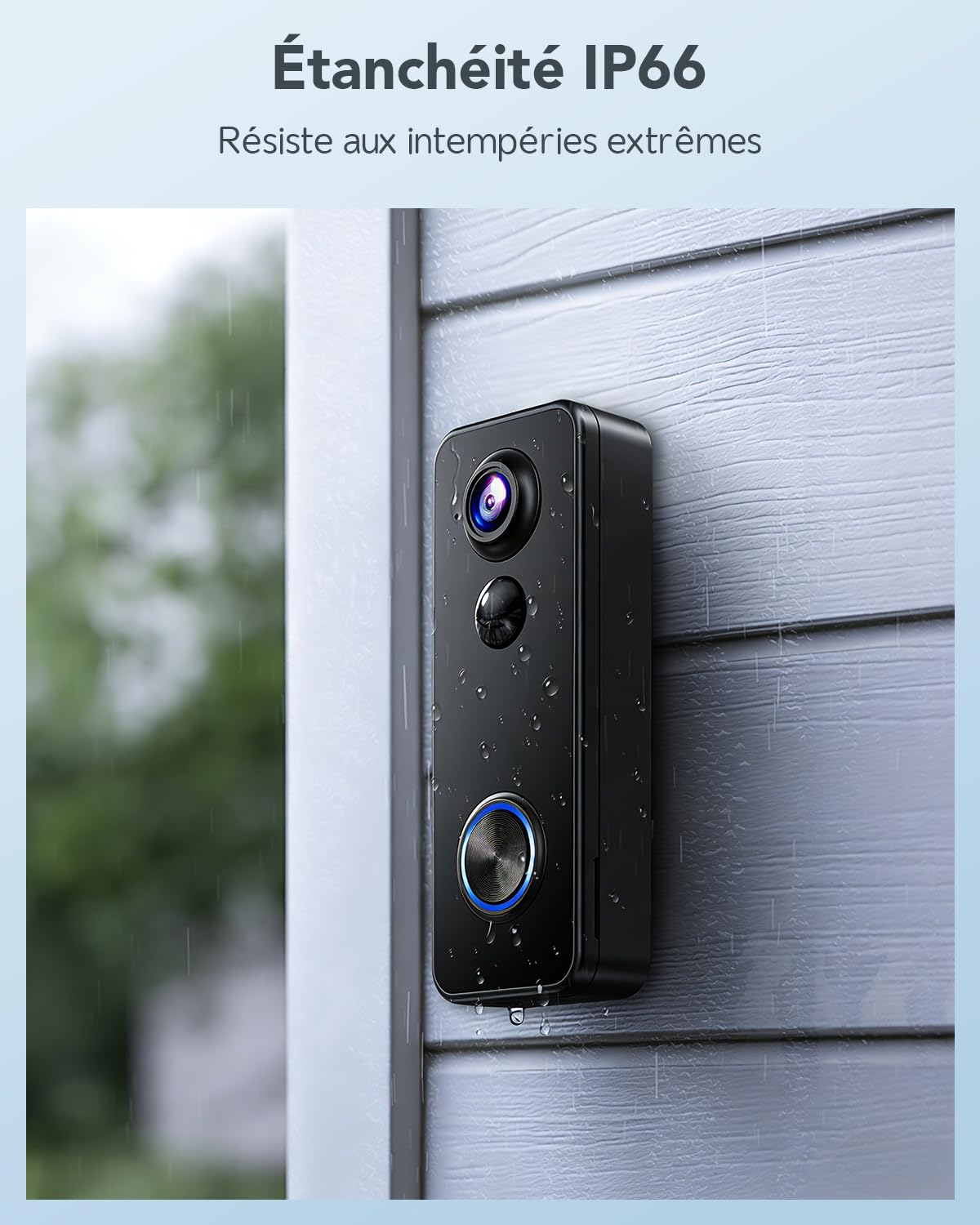 XTU 2K HD Timbre inalámbrico exterior impermeable, timbre inalámbrico con cámara vista completa 180°, detección humana PIR, audio bidireccional, solo 2,4G WiFi, almacenamiento tarjeta SD