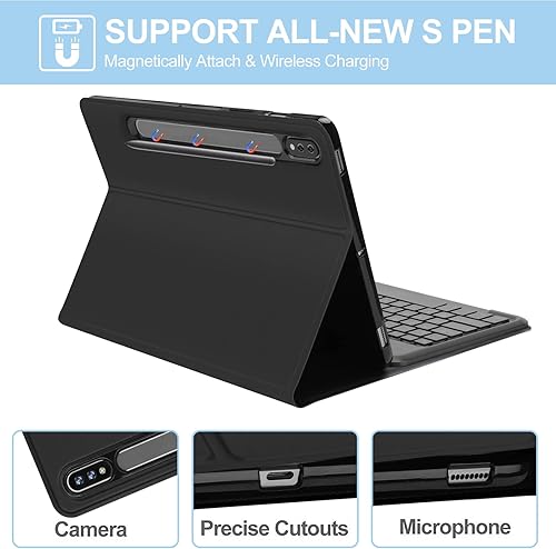 Miniatura 3 de Funda para teclado Samsung Galaxy Tab S7S8 de 11 pulgadas  Funda protectora con soporte para S Pen  Teclado magnético Bluetooth con retroiluminación