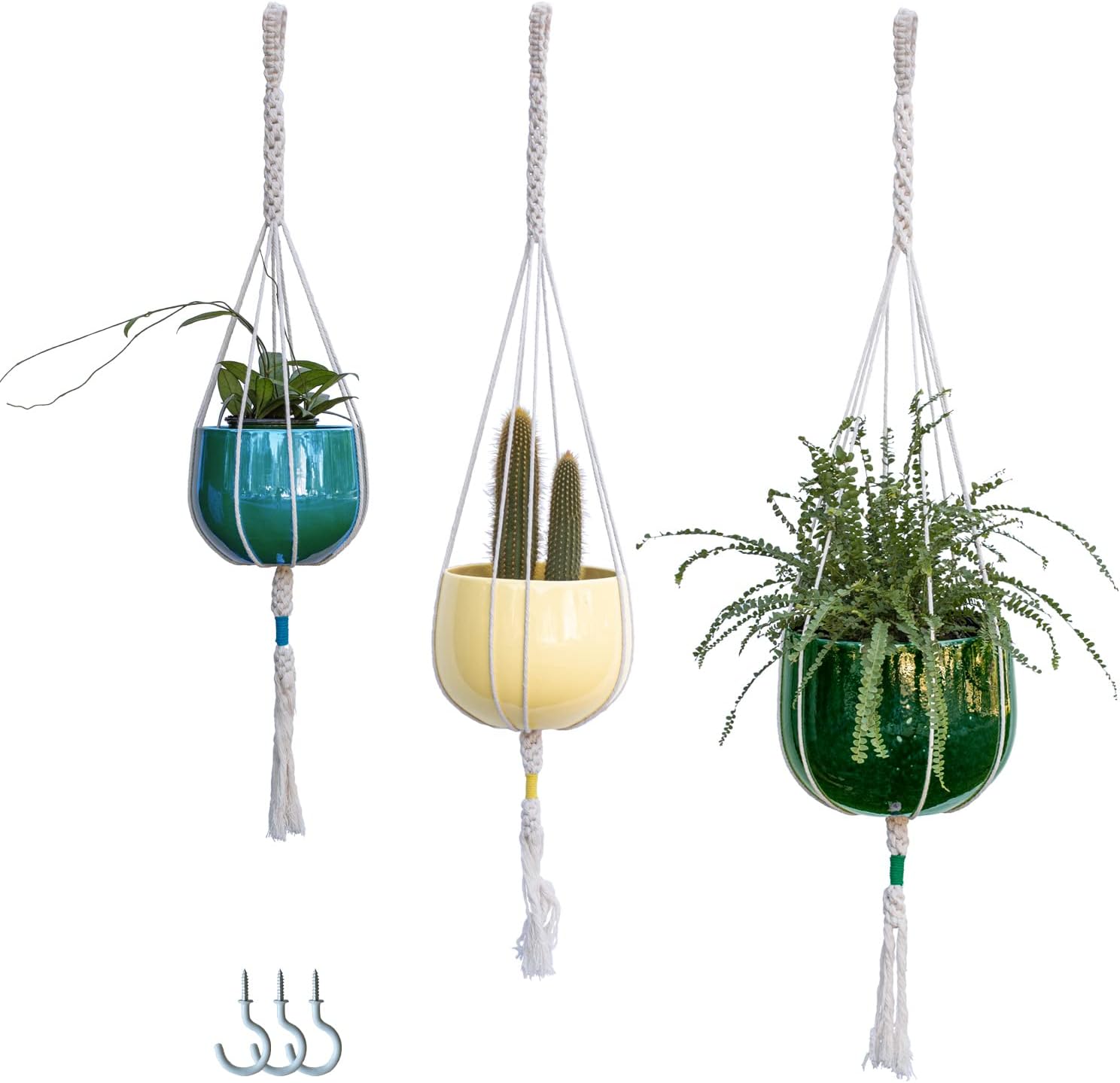 Macrame Plant Hanger 3Pack Hanging Planters for Indoor
