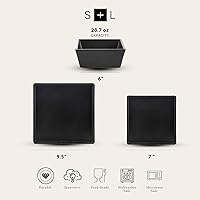 Vista 2 de Stone Lain Grace - Juego de vajilla cuadrada de gres, 12 piezas de servicio para 4, juego de platos y tazones, color negro