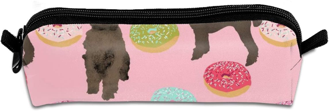Pink Poodle Donut Cute Pink Poodles Sweet Dogs Sta Pencil Case Zipper Canvas Pen Pouch Bag for Girls Kids Teens Women 8.26 X 2.16 X 1.96 inch