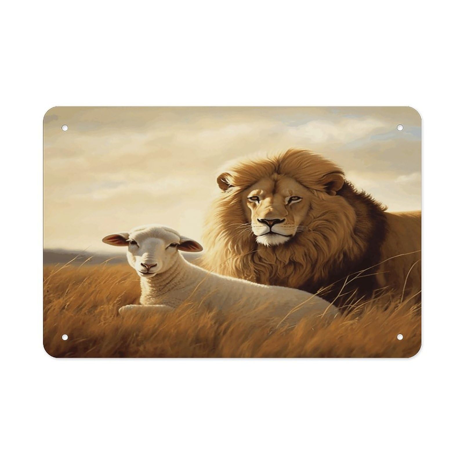 Fekiloot Style Lion Sheep Metal Signs Wall Art Tin Sign