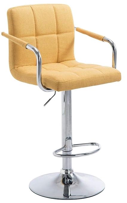 Finch Fox Modern Revolving Swivel Height Adjustable Fabric Counter Bar Stool Chair for Restaurant/Kitchen/Home/Lounge Salon (Yellow)
