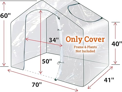 Miniatura 4 de Cubierta de repuesto transparente para invernadero de 5.9'x3.5'x5'H Mini Jardinera Portátil de Jardinería Invernadero