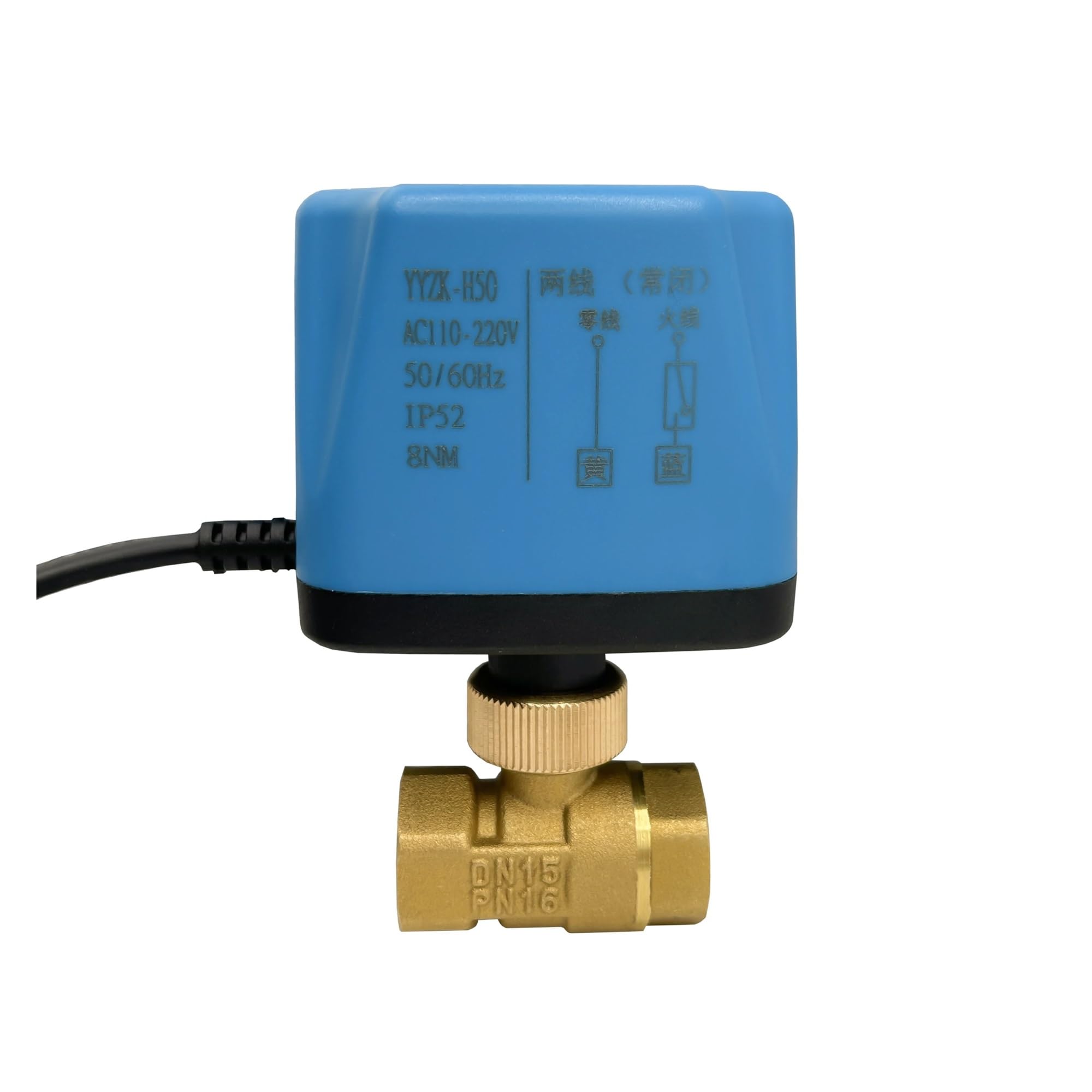 Jnvftcux 45659 1/2'' Two Way Brass Motorized Ball Valve Normally Closed Wire Control Electric(220V-Cr04)