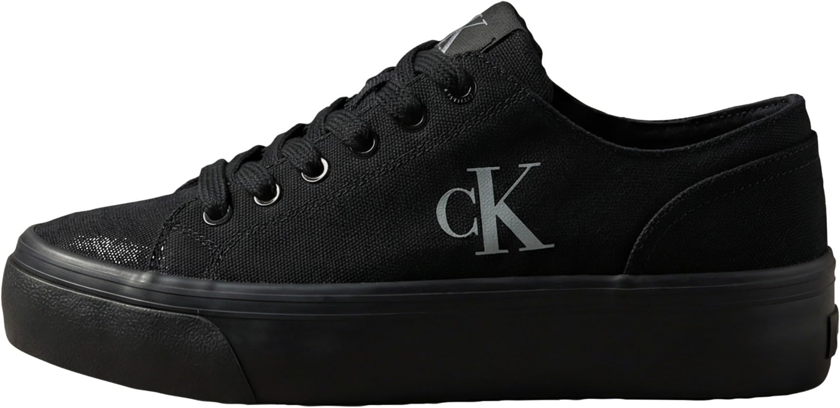 Calvin Klein Women's Vulc Flatform Low Cv Mg Yw0Yw01763 Low Top, Black (Triple Black), 2.5