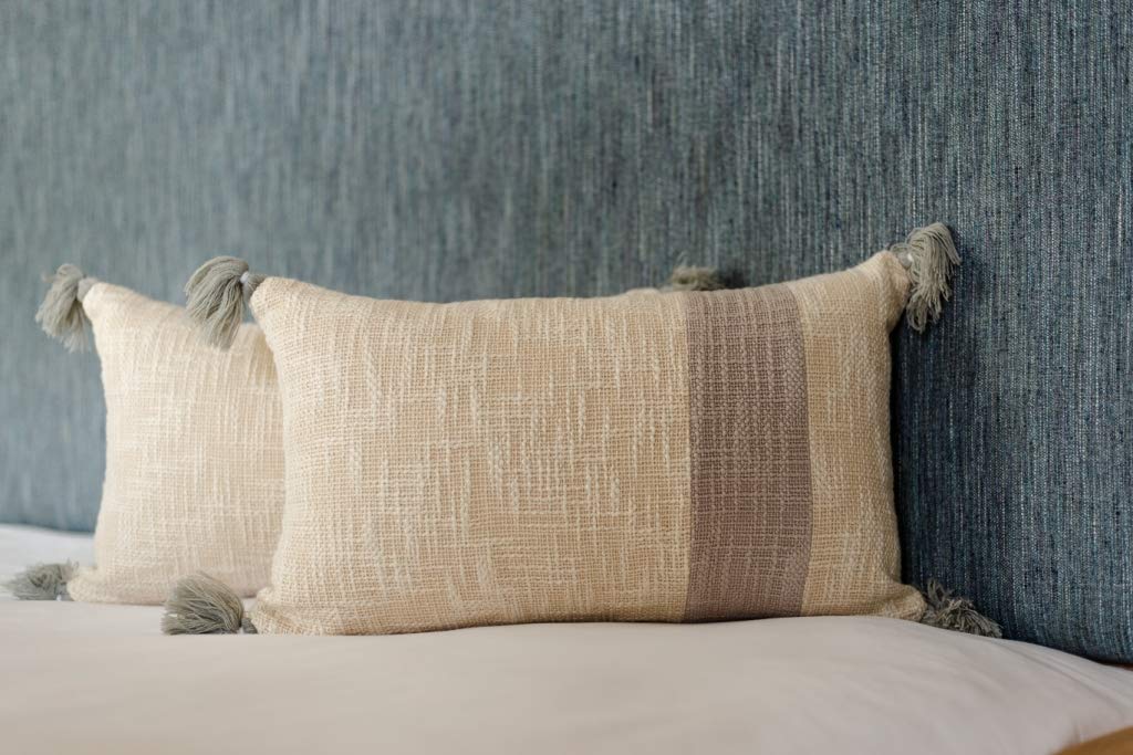 aRDENMEAD Set of 2 Decorative Hand Made Throw/Pillow Cushion Covers. Tassel Cushion Cover Set for You Sofa,Living Room (12 x 20 Inches |30 x 50 cm, Grey)