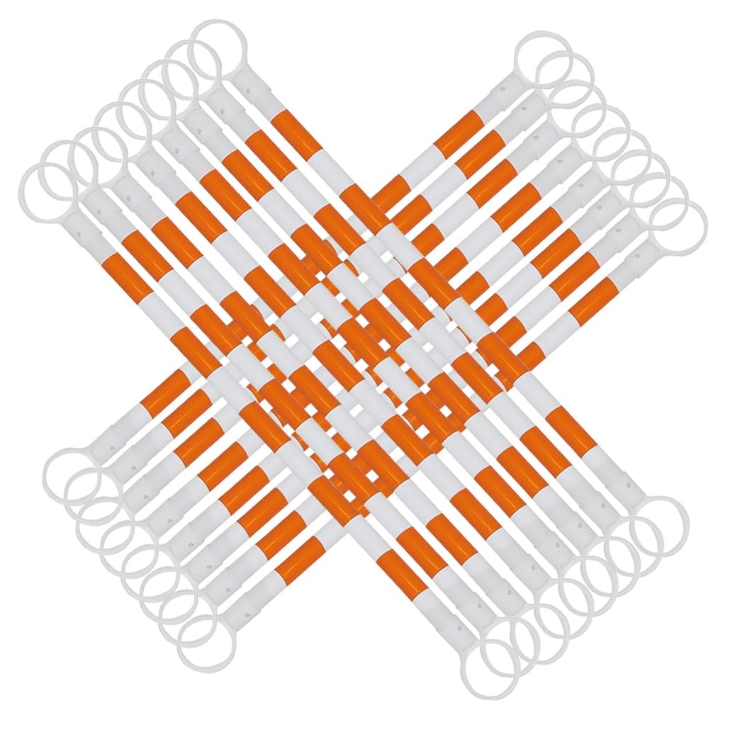 SGKOMN 12 Packs 5.2-9.8 Ft Adjustable Traffic Cone Bar, Retractable Safety Barrier for Road Construction, Work Zones, Events - Expandable Safety Caution Tape, Orange and White-16pcs