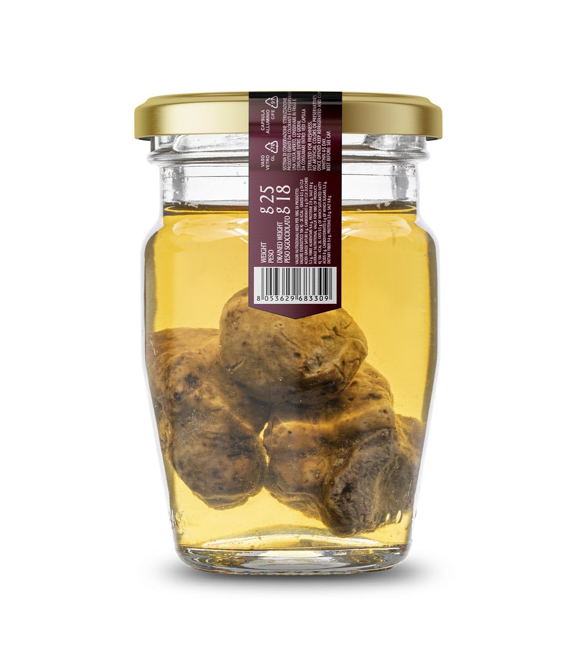 Valnerina Tartufi Tartufo Bianco Pregiato Intero | Extra Prima Scelta, Naturale, Artigianale e Italiano conservato nel proprio succo | Vasetto 25 gr.