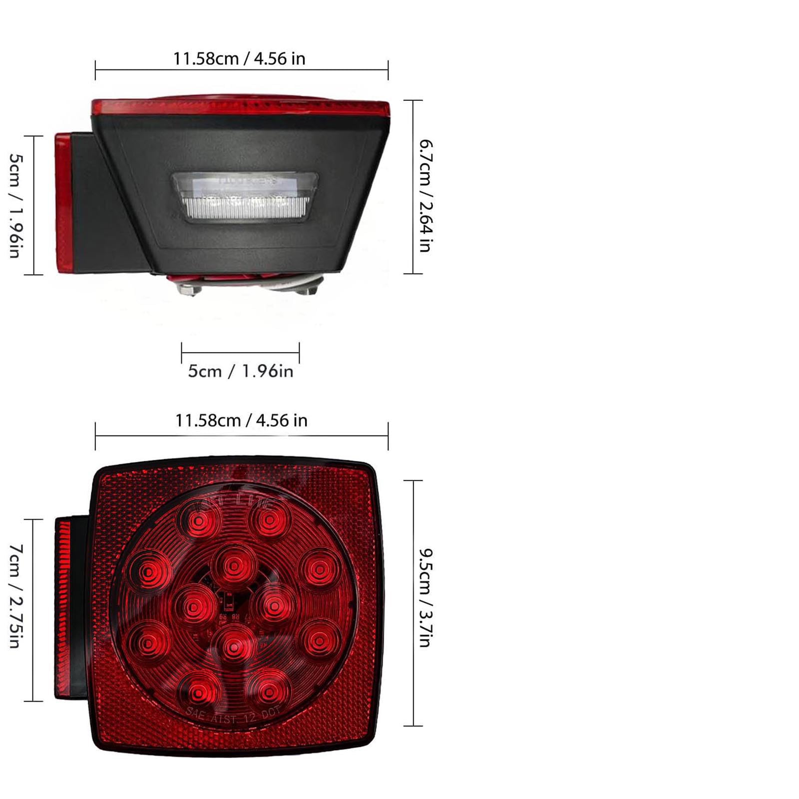 Lámpara De Matrícula Trasera Universal Negra 12V - Para Coches Clásicos Y Remolques