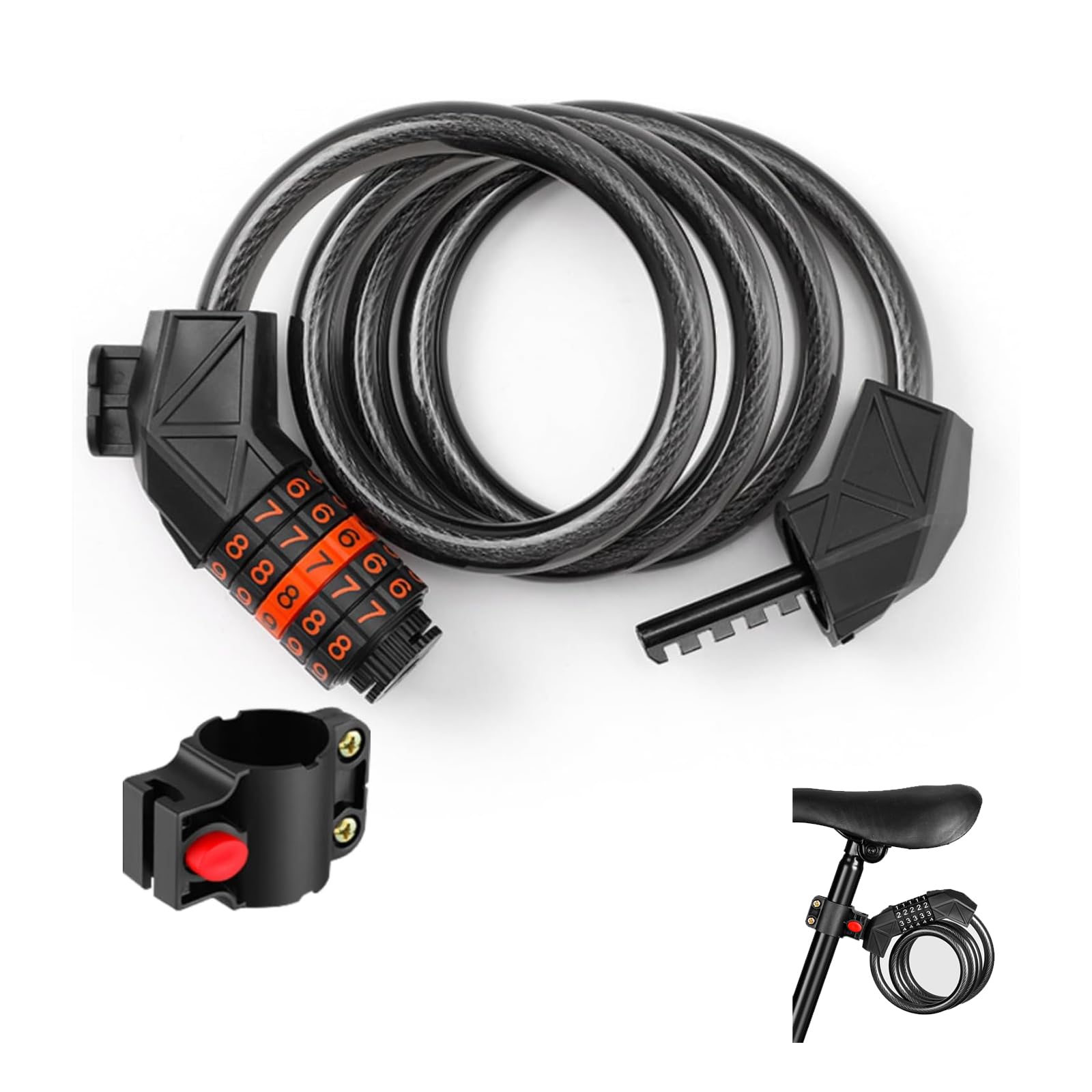 Lucchetto a Combinazione per Bicicletta, ad Alta Sicurezza, Lucchetto Antifurto Catena Bici 110 cm/11 mm con Codice a 5 Cifre, Sicurezza Elevata, Supporto Incluso, Protezione Alta Sicurezza