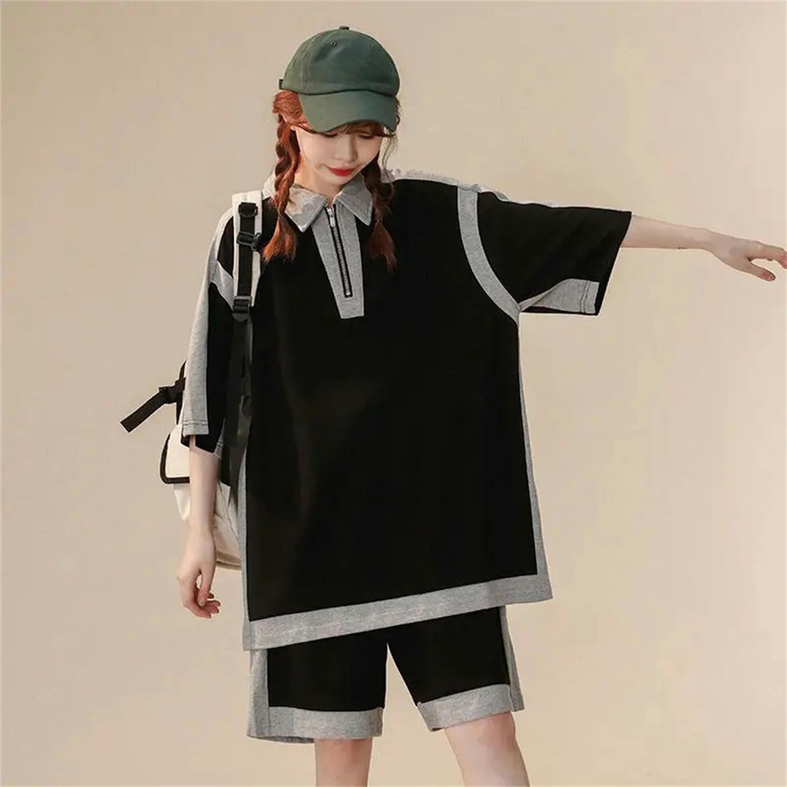 Manga Corta Mujeres Dos Piezas Sets Cortos Cortos Summer Capitán Top Sports Top Sports Casual