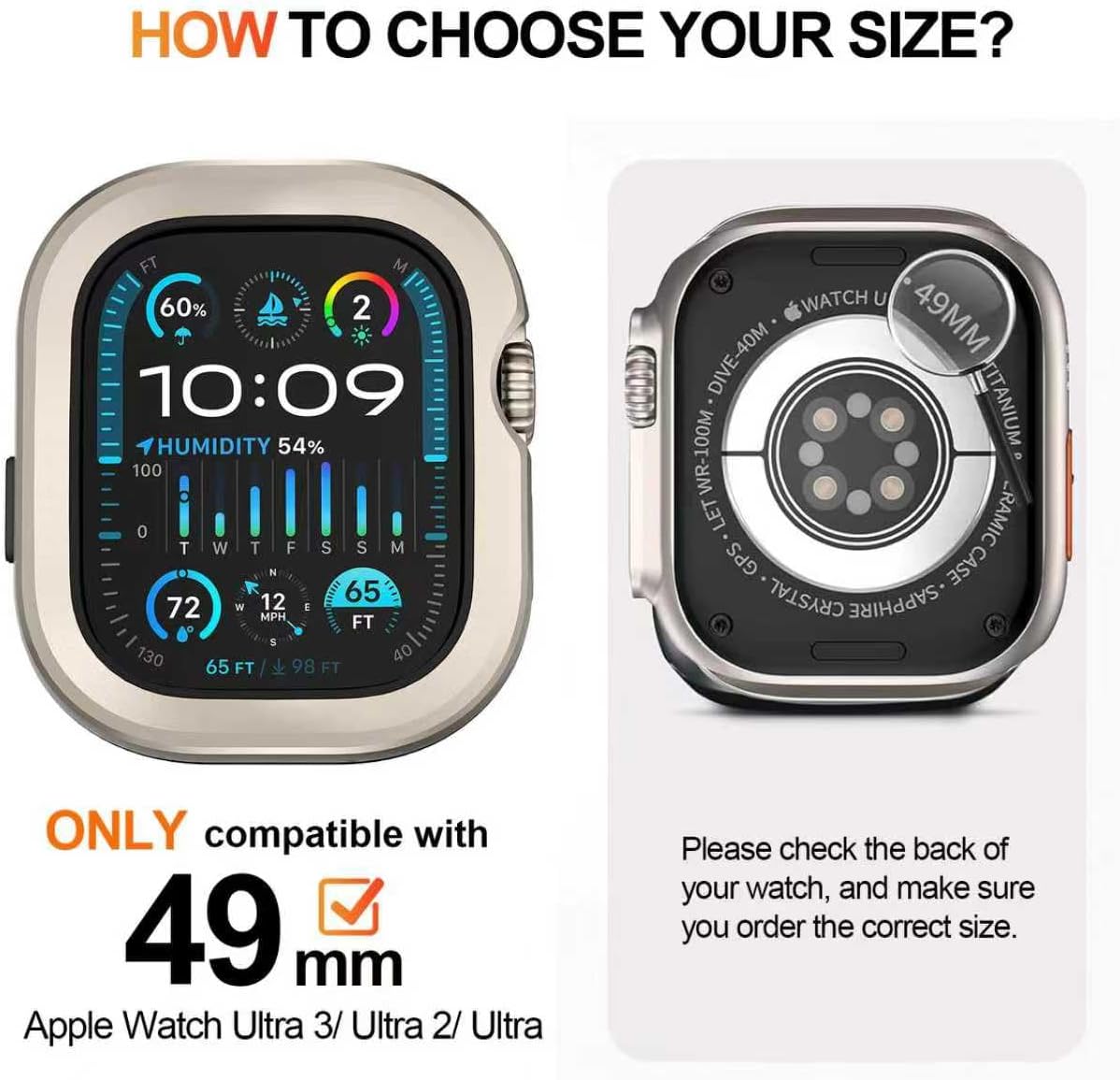2 in 1 Metal Rugged Case for Apple Watch Ultra 3/2/1 Case 49mm, Aluminum Shockproof Protective Bumper with TPU Back Cover, Raised Edge Screen Protection, Titanium Original