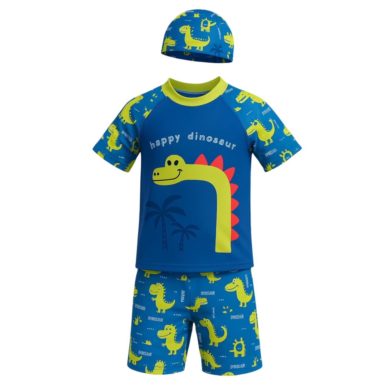 Morex 3 Pcs Printed Swimming Costume Set for Boys & Girls | T-Shirt, Shorts & Cap Three-Piece UV Protective Swimming Costume for Kids | Ideal for Swimming Pool & Beach Fun-image-13