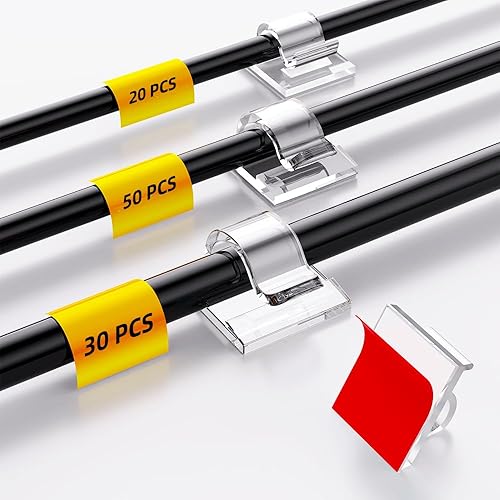 100 clips organizadores de cables (pequeño, mediano, grande), soporte de alambre para gestión de cables, clips de luz al aire libre, ganchos de luz