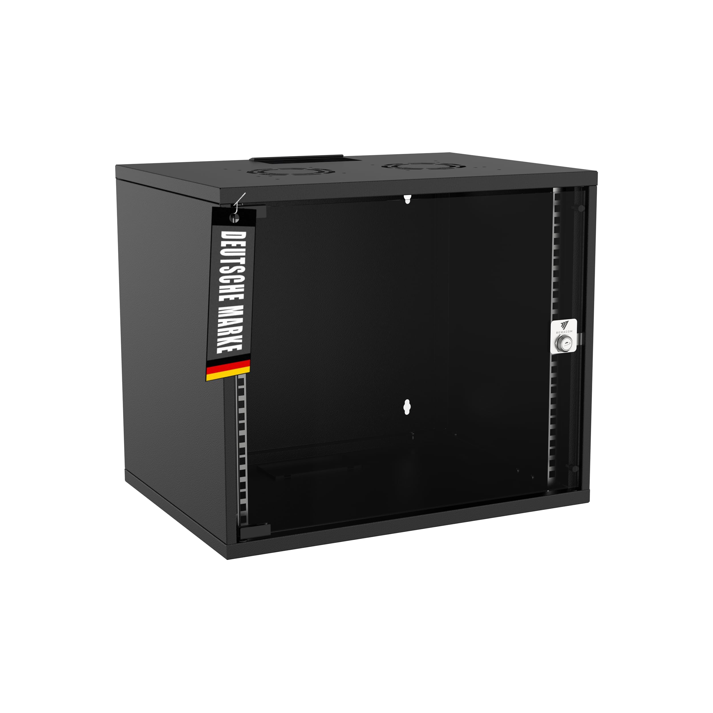 Netzwerkschrank - Serverschrank 19 Zoll 9HE - Server-Racks für Wandmontage - EDV-Gehäuse mit Traglast 60kg - 400 x 540 x 460 mm Schwarz
