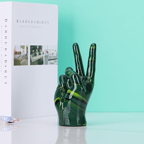 Miniatura 4 de Estatua de escultura de gesto de paz, decoración del hogar con gesto verde, figura de resina para sala de estar, entrada de vestíbulo, consola,