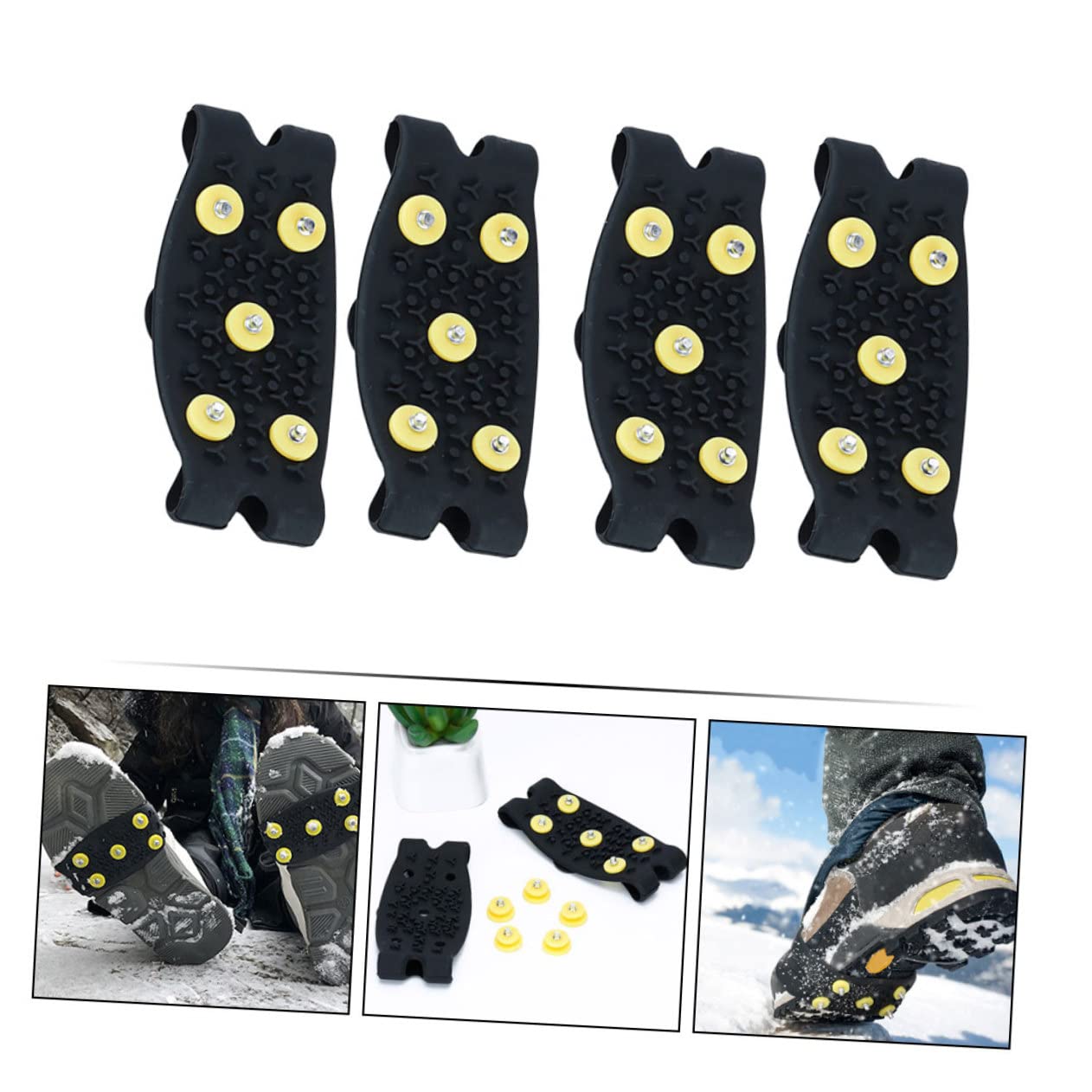 JEWEDECO 2pairs Non- Ice Grippers Lightweight TPE Crampons for Shoes Boots Footwear for Hiking Climbing Snow Activities Easy to Wear Portable