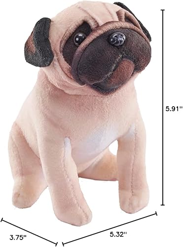 Miniatura 2 de Wild Republic Perro de rescate, pug, animal de peluche, con sonido, 5.5 pulgadas, regalo para niños, juguete de peluche, botellas de agua recicladas