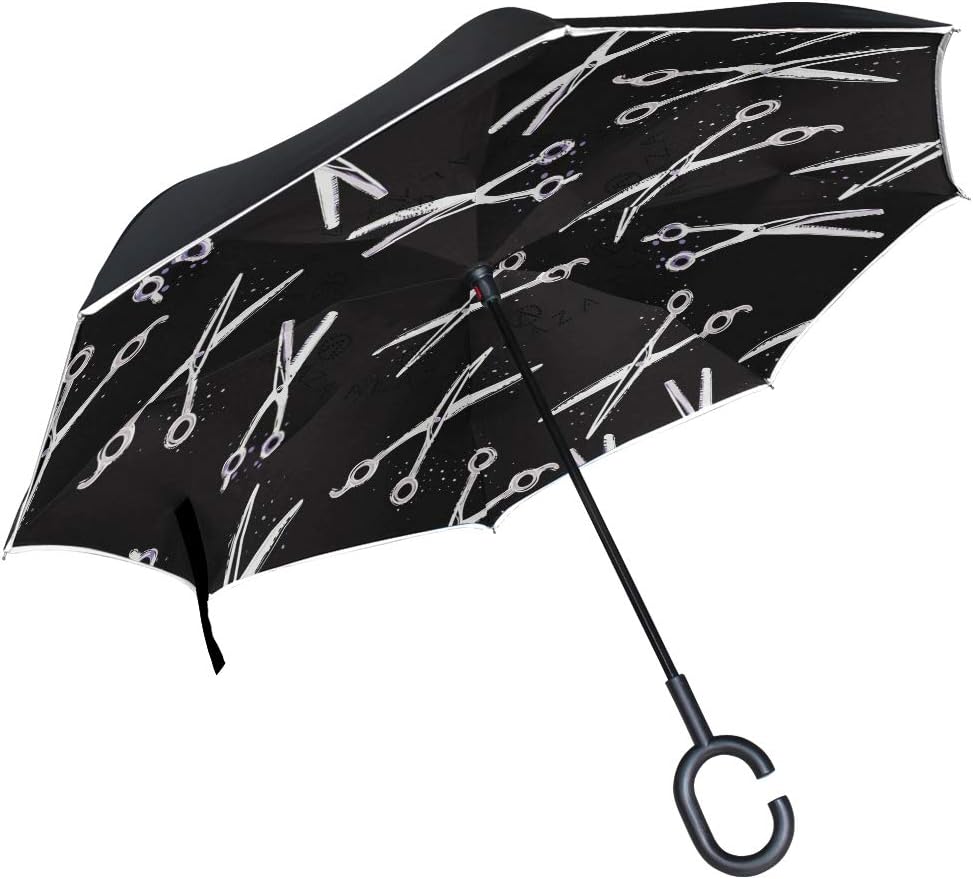 Double Layer Inverted Funny Smiling Violet Lizards Umbrella Cars Reverse Windproof Rain Umbrella for Car Outdoor With C Shaped Handle