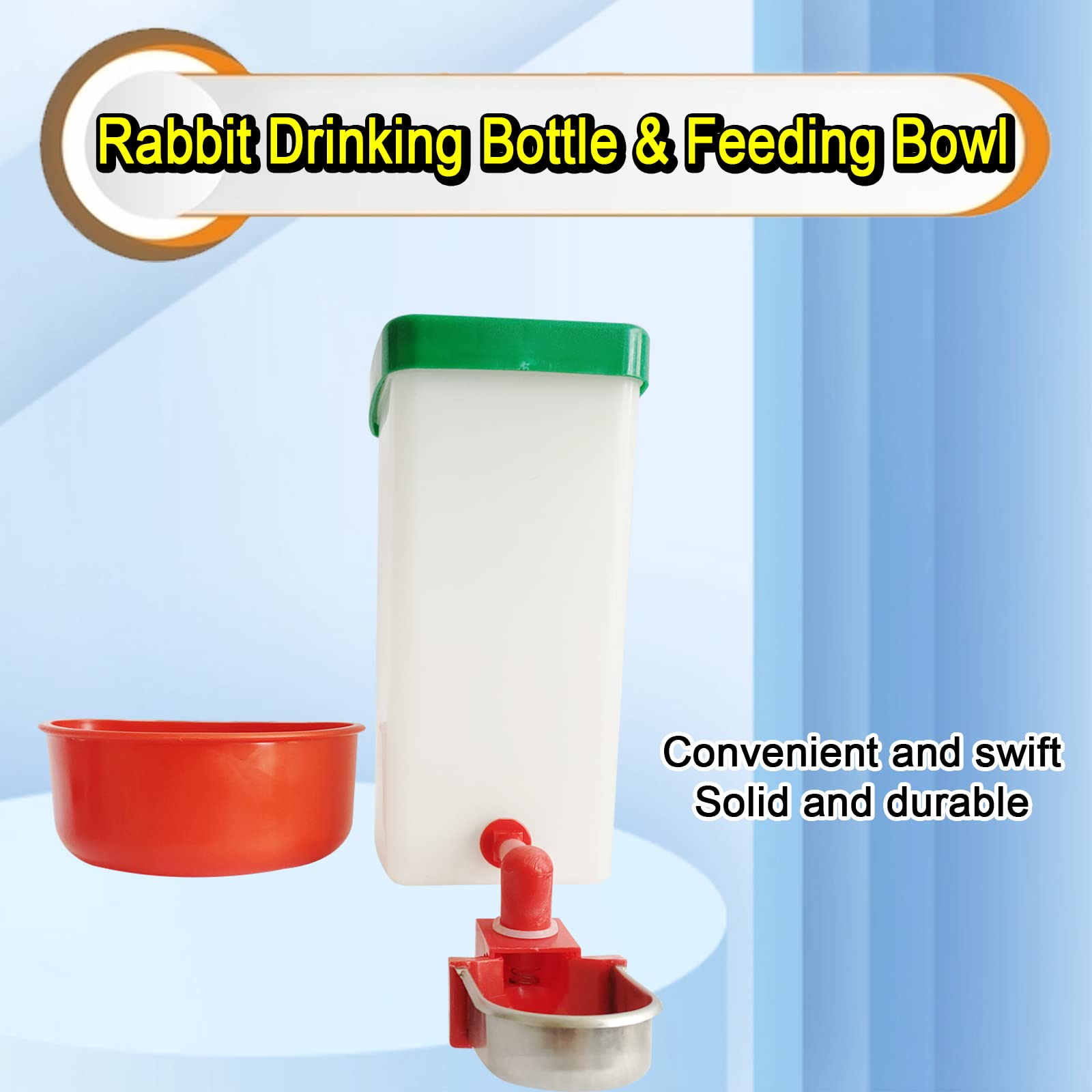 Borraccia automatica da 1 l per coniglio, antigoccia, sospesa, in metallo, per piccoli animali (1000 ml, tazza + mangiatoia)