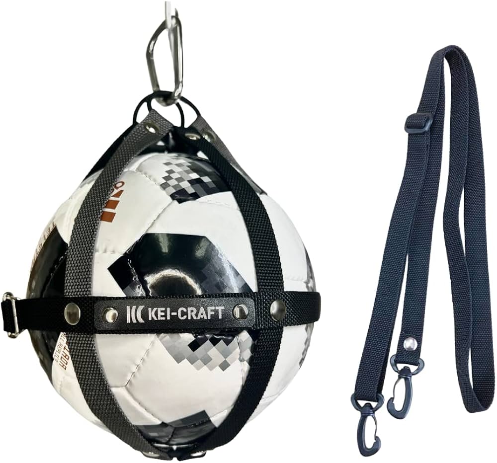 kei craft サッカーボールケース　レザー　牛革　ボールホルダー ボールホルダー（サッカー用） - ハンドメイドのボールホルダー