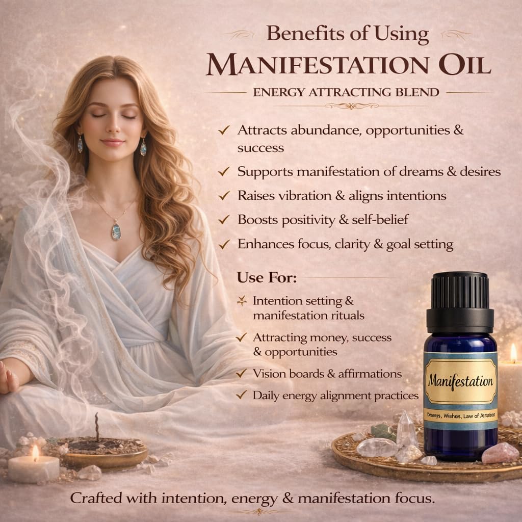 UROOH Manifestation Spell Oil, 10ml Liquid, Floral Scent, for Dreams, Wishes, Law of Attraction, Aromatherapy 3