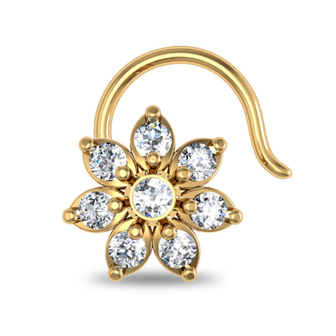 14K Yellow Gold Wire Nose Pin for Women