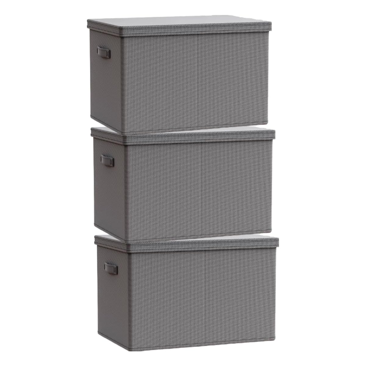 FTYEBDNC Wardrobe Foldable Storage Boxes with Lids, 3Pcs Fabric Clothes Storage Bins/Gray/72L