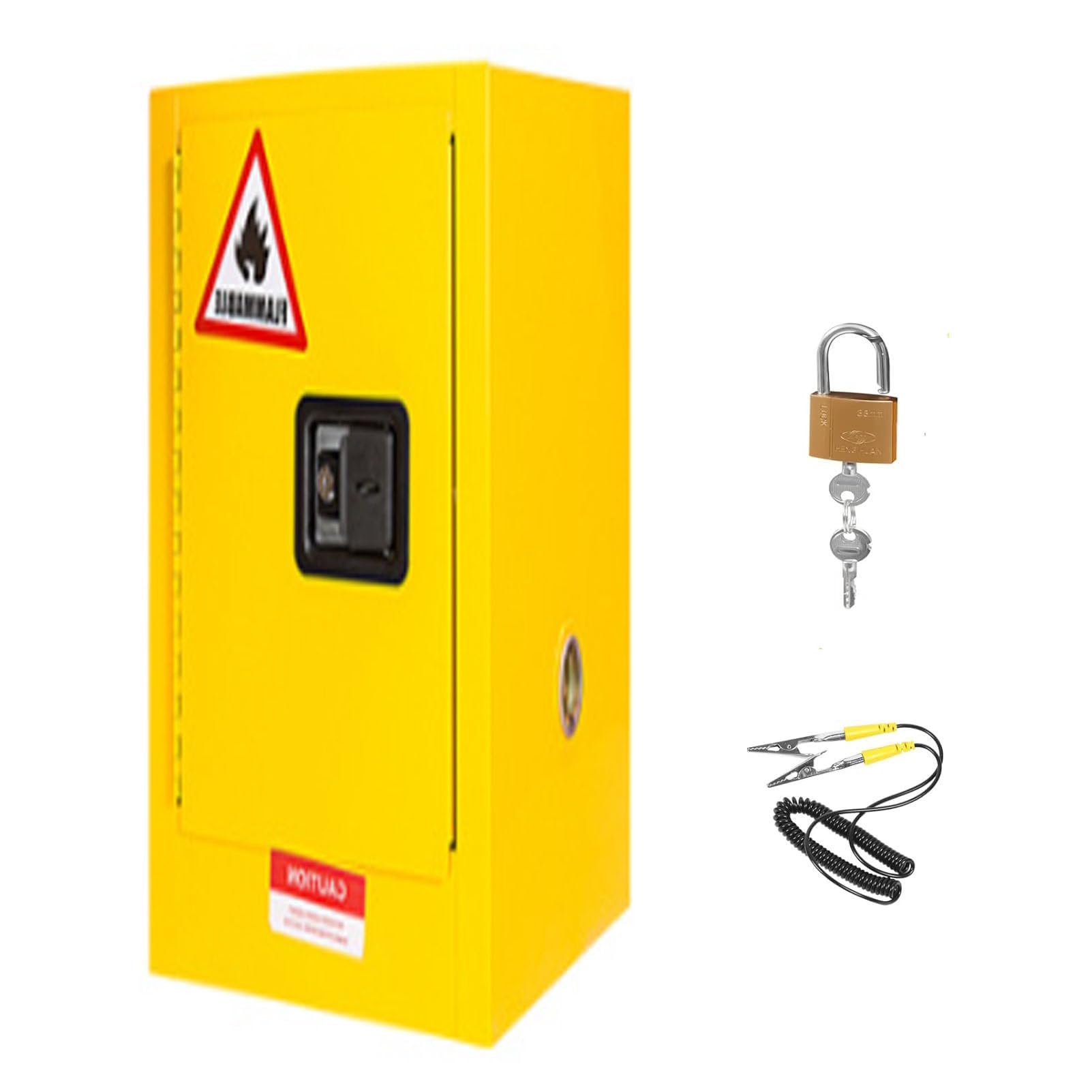 Gabinete de Almacenamiento ignífugo, gabinete de Acero galvanizado para líquidos inflamables, gabinete para líquidos inflamables, para Uso Comercial e Industrial. Yellow-12Gallons