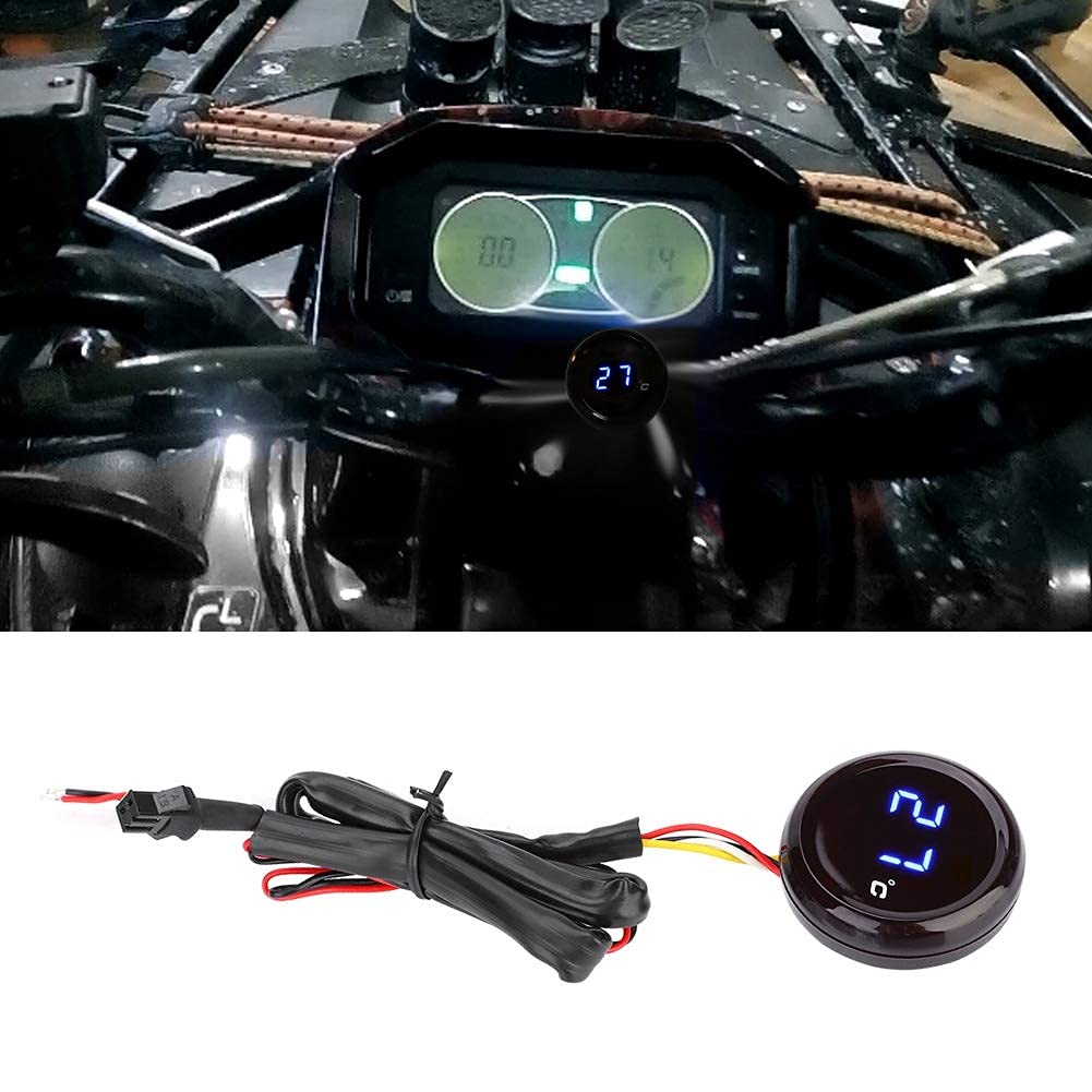 Yctze Thermomètre de moto , jauge de compteur de température d'eau de thermomètre numérique pour MT-03/S1000RR/GSX-R600(Bleu)