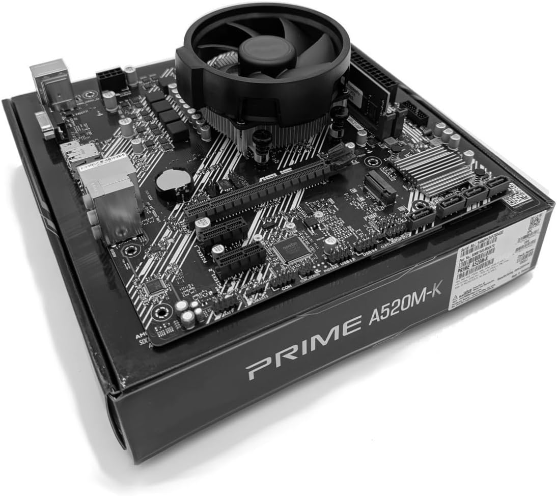Ryzen 5 5600G 3.9Ghz (Turbo 4.4Ghz) Six Core CPU, Prime A520M-K Motherboard & 4GB 3200Mhz DDR4 RAM Pre-Built Bundle